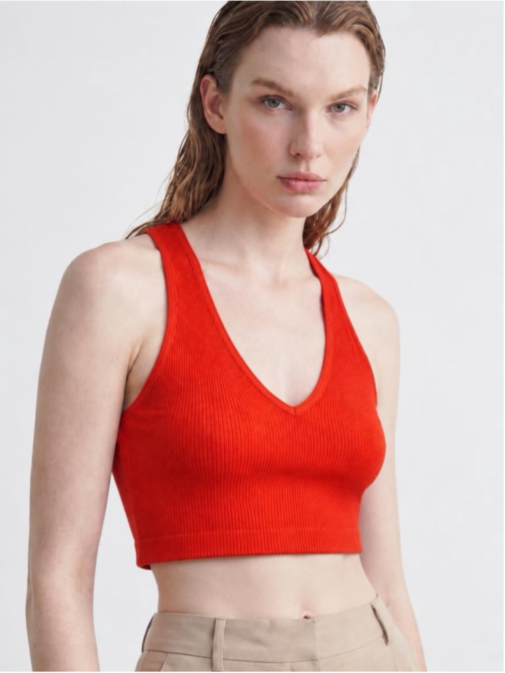 FP Movement Free People Free Throw Crop Tank Red Orange Racerback Size Small
